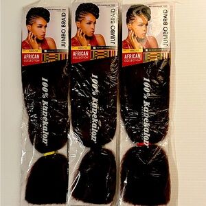 African Collection Jumbo Braids, 100% Kanekalon, Color MBG/1B, (NWOT), Qty 3